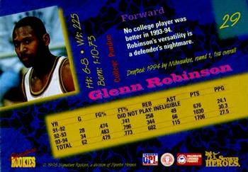 1996 Signature Rookies Basketball Sports Heroes #29 Glenn Robinson Back
