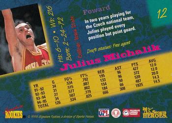 1996 Signature Rookies Basketball Sports Heroes #12 Julius Michalik Back