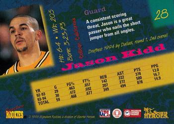 1996 Signature Rookies Basketball Sports Heroes #28 Jason Kidd Back