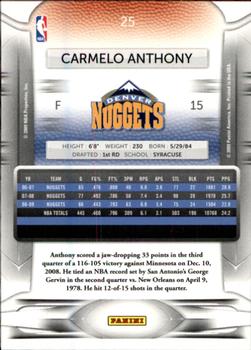 2009-10 Panini Prestige #25 Carmelo Anthony Back