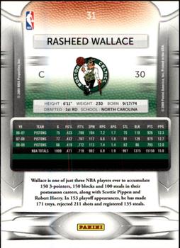 2009-10 Panini Prestige #31 Rasheed Wallace Back