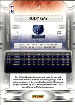 2009-10 Panini Prestige #51 Rudy Gay Back