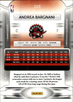 2009-10 Panini Prestige #100 Andrea Bargnani Back