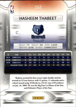 2009-10 Panini Prestige #152 Hasheem Thabeet Back