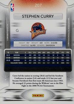 2009-10 Panini Prestige #207 Stephen Curry Back