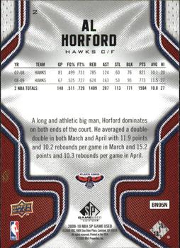 2009-10 SP Game Used #2 Al Horford Back