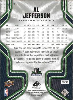2009-10 SP Game Used #3 Al Jefferson Back