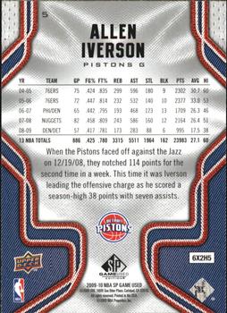 2009-10 SP Game Used #5 Allen Iverson Back