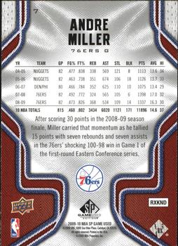 2009-10 SP Game Used #7 Andre Miller Back