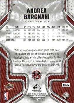 2009-10 SP Game Used #8 Andrea Bargnani Back