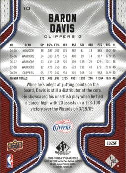 2009-10 SP Game Used #10 Baron Davis Back