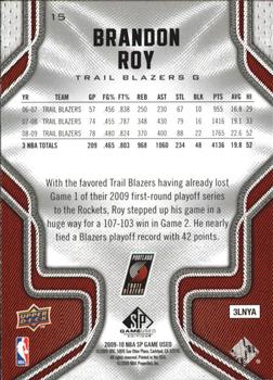 2009-10 SP Game Used #15 Brandon Roy Back
