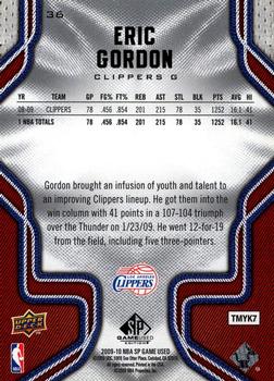 2009-10 SP Game Used #36 Eric Gordon Back