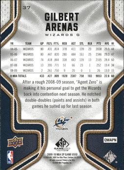 2009-10 SP Game Used #37 Gilbert Arenas Back
