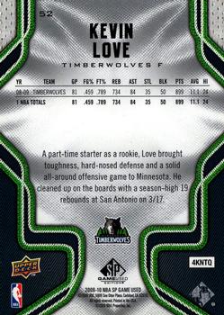 2009-10 SP Game Used #52 Kevin Love Back