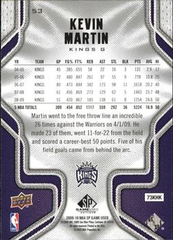 2009-10 SP Game Used #53 Kevin Martin Back