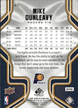 2009-10 SP Game Used #67 Mike Dunleavy Jr. Back
