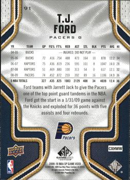2009-10 SP Game Used #91 T.J. Ford Back
