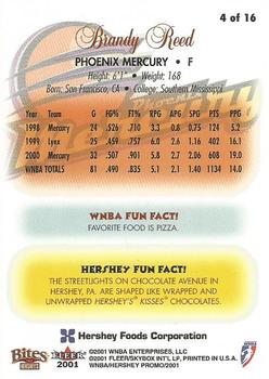 2001 Fleer Hershey WNBA #4 Brandy Reed Back