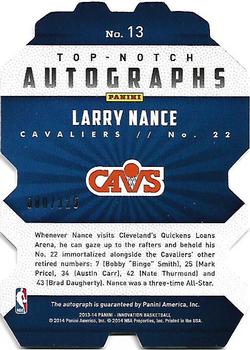 2013-14 Panini Innovation - Top Notch Autographs #13 Larry Nance Back