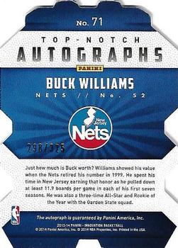 2013-14 Panini Innovation - Top Notch Autographs #71 Buck Williams Back