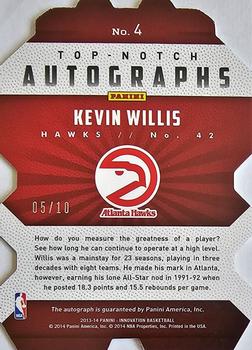 2013-14 Panini Innovation - Top Notch Autographs Gold #4 Kevin Willis Back