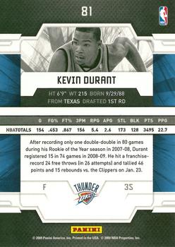 2009-10 Donruss Elite #81 Kevin Durant Back