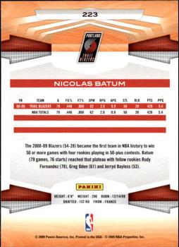 2009-10 Panini #223 Nicolas Batum Back