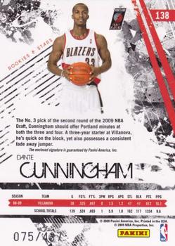 2009-10 Panini Rookies & Stars #138 Dante Cunningham Back