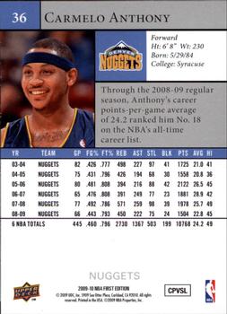 2009-10 Upper Deck First Edition #36 Carmelo Anthony Back