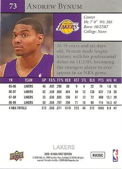 2009-10 Upper Deck First Edition #73 Andrew Bynum Back