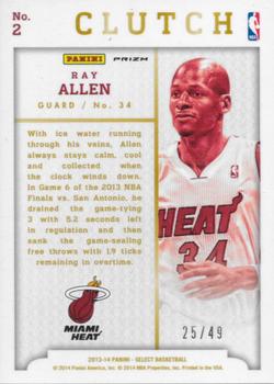 2013-14 Panini Select - Clutch Prizms Blue #2 Ray Allen Back