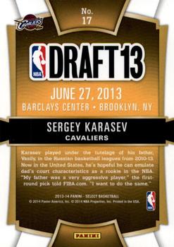 2013-14 Panini Select - Draft Selections #17 Sergey Karasev Back