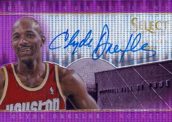 2013-14 Panini Select - Hall Selections Signatures Prizms Purple #11 Clyde Drexler Front