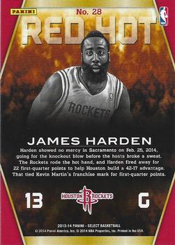 2013-14 Panini Select - Red Hot #28 James Harden Back