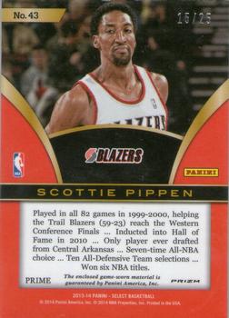 2013-14 Panini Select - Swatches Prizms #43 Scottie Pippen Back