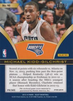 2013-14 Panini Select - Swatches Prizms Blue #98 Michael Kidd-Gilchrist Back