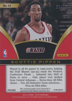 2013-14 Panini Select - Swatches Prizms Gold #43 Scottie Pippen Back