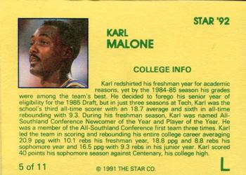 1992 Star Karl Malone #5 Karl Malone Back