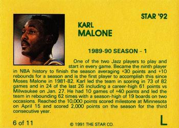 1992 Star Karl Malone #6 Karl Malone Back