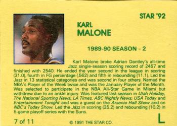 1992 Star Karl Malone #7 Karl Malone Back