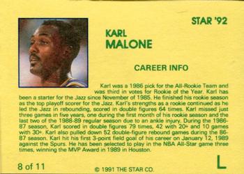 1992 Star Karl Malone #8 Karl Malone Back
