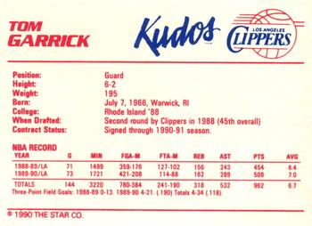 1990-91 Star Kudos Los Angeles Clippers #NNO Tom Garrick Back
