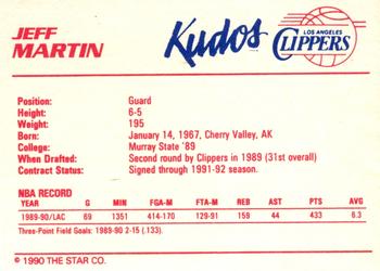 1990-91 Star Kudos Los Angeles Clippers #NNO Jeff Martin Back