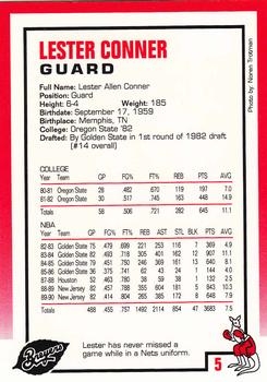 1990-91 Kayo Breyer's New Jersey Nets #5 Lester Conner Back