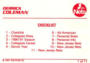 1990-91 Star Derrick Coleman Red #1 Derrick Coleman Back