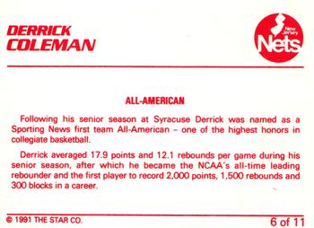 1990-91 Star Derrick Coleman Red #6 Derrick Coleman Back