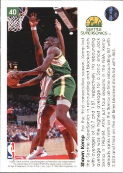 1993-94 Upper Deck Pro View #40 Shawn Kemp Back