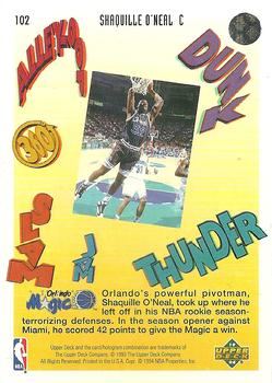 1993-94 Upper Deck Pro View #102 Shaquille O'Neal Back