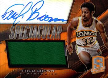 2013-14 Panini Spectra - Spectacular Swatch Signatures Orange #15 Fred Brown Front